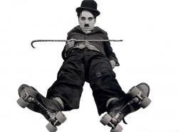 Chaplin na kolieskových korčuliach